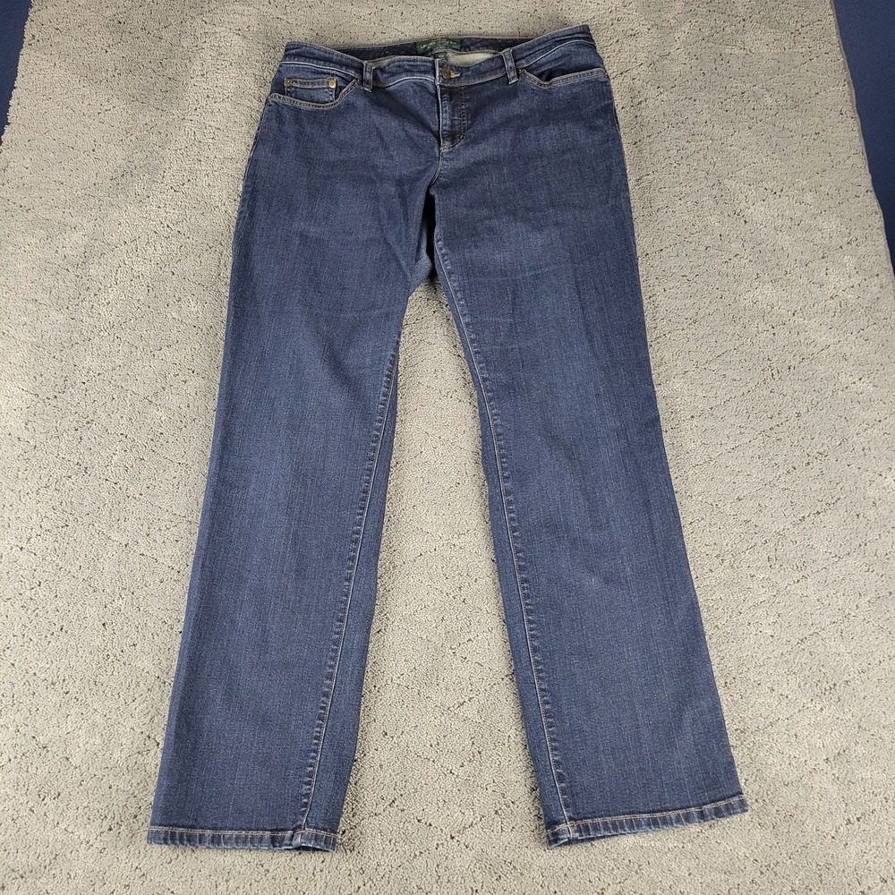 Lauren Ralph Lauren Jeans Womens 16W Blue Modern Straight Curvy Dark Wash Denim